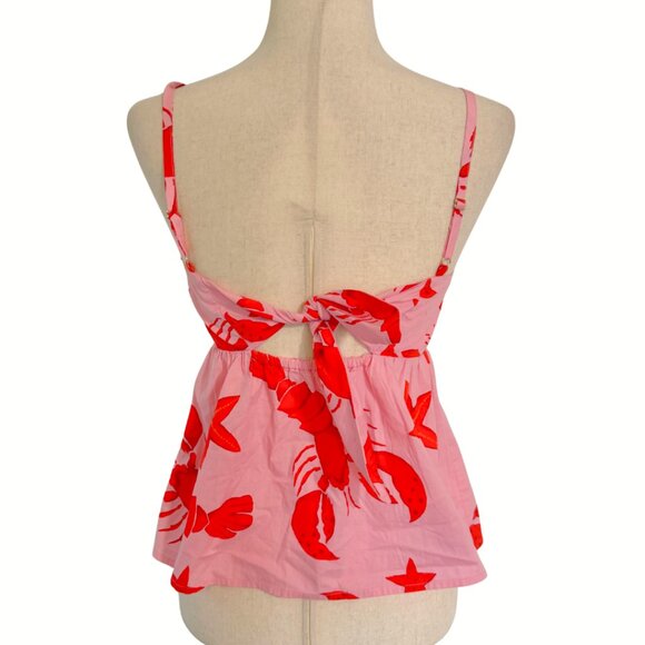 NWT J. Crew Factory Pink Red Lobster Starfish Tank Top Empire Waist Size 00 - Picture 3 of 8